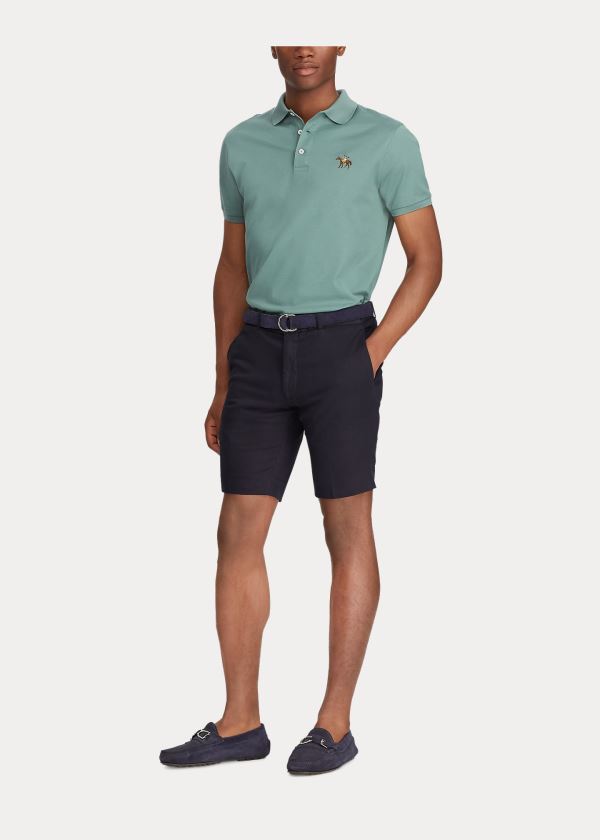 Spodenki Ralph Lauren Slim Fit Stretch Chino Short Męskie Granatowe | JGJF3305