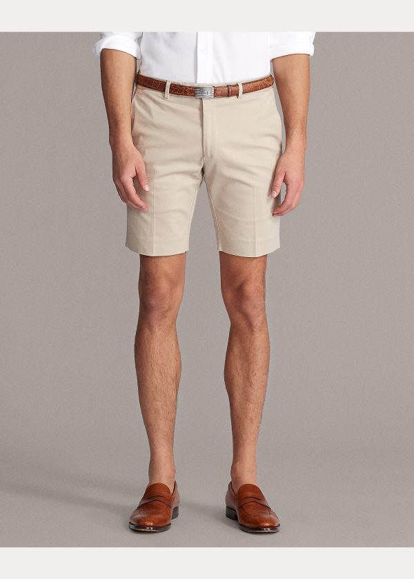 Spodenki Ralph Lauren Slim Fit Stretch Chino Short Męskie Khaki | WKFN5072