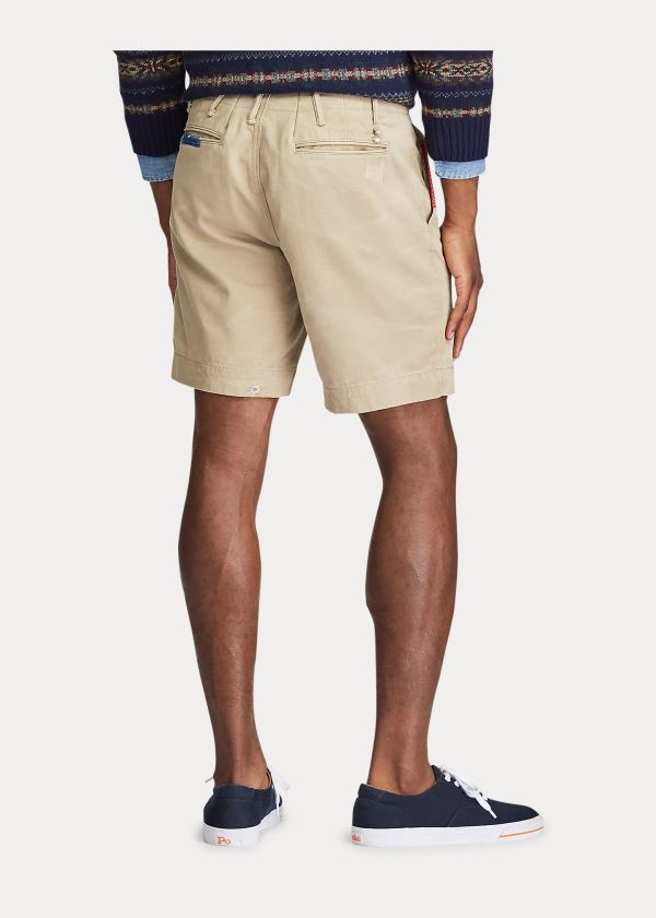 Spodenki Ralph Lauren Straight Fit Distressed Short Męskie Khaki | GDDB2864