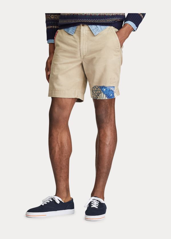 Spodenki Ralph Lauren Straight Fit Distressed Short Męskie Khaki | GDDB2864