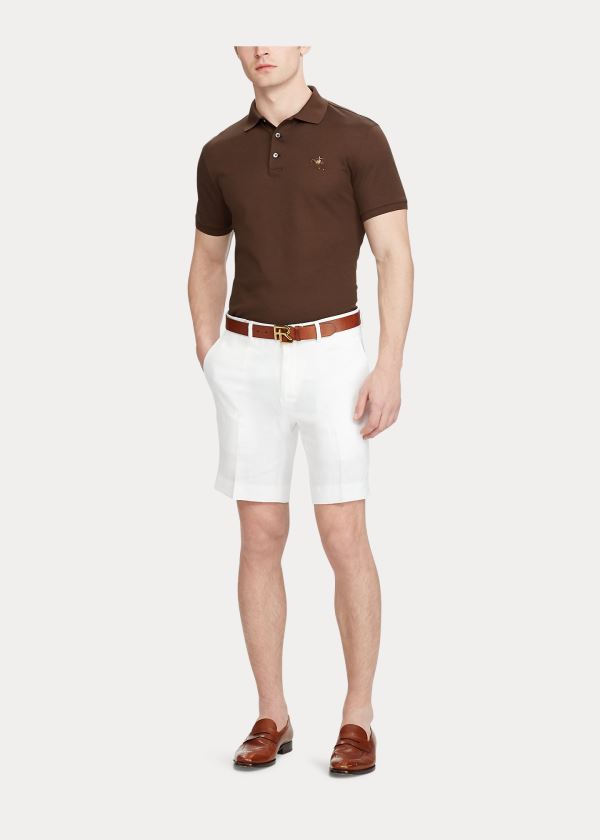 Spodenki Ralph Lauren Straight Fit Linen Short Męskie Białe | GMSL8896