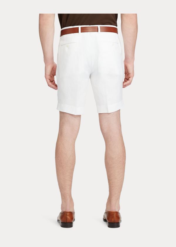 Spodenki Ralph Lauren Straight Fit Linen Short Męskie Białe | GMSL8896