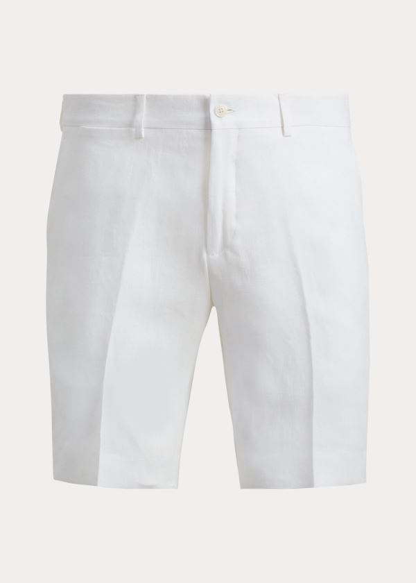 Spodenki Ralph Lauren Straight Fit Linen Short Męskie Białe | GMSL8896