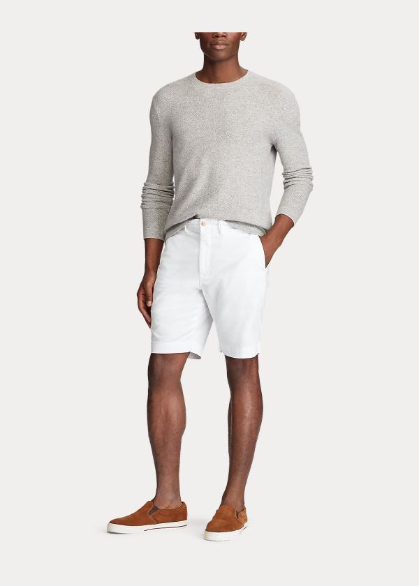 Spodenki Ralph Lauren Stretch Classic Fit Short Męskie Białe | RATN2903