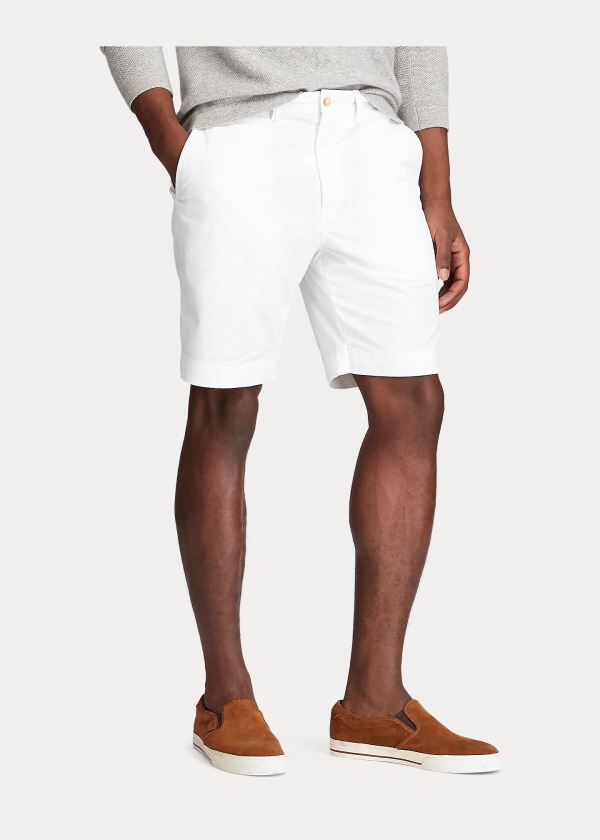 Spodenki Ralph Lauren Stretch Classic Fit Short Męskie Białe | RATN2903