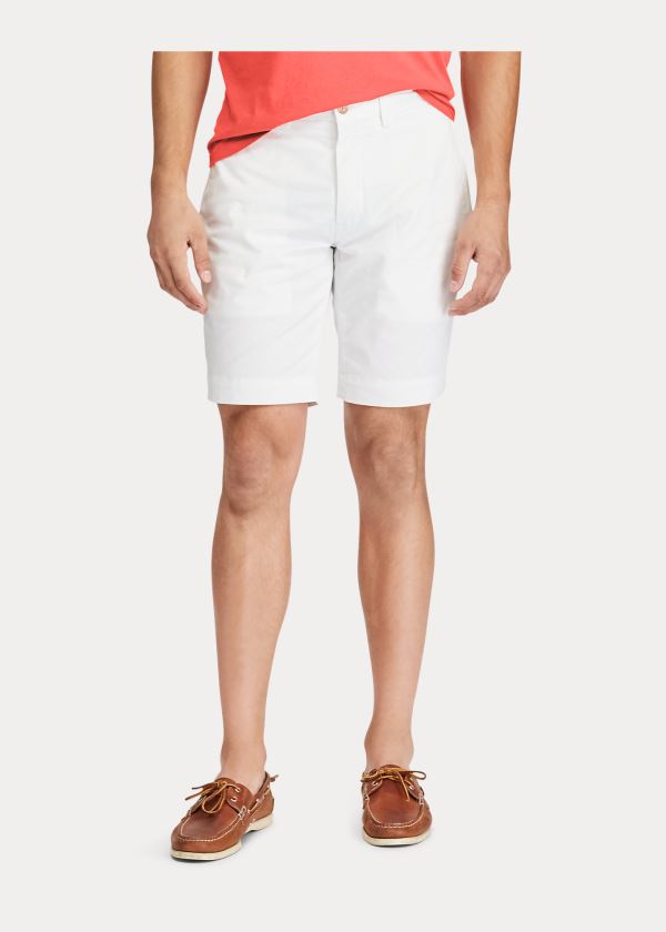 Spodenki Ralph Lauren Stretch Classic Fit Short Męskie Białe | JHBI1169