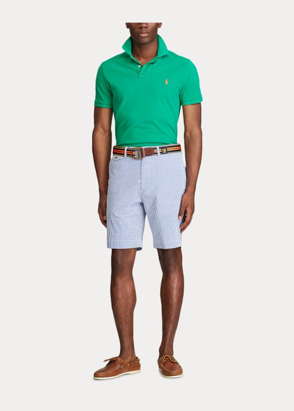 Spodenki Ralph Lauren Stretch Classic Fit Short Męskie Niebieskie Białe | KLAN0305