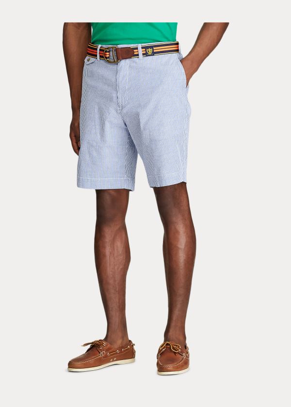 Spodenki Ralph Lauren Stretch Classic Fit Short Męskie Niebieskie Białe | KLAN0305