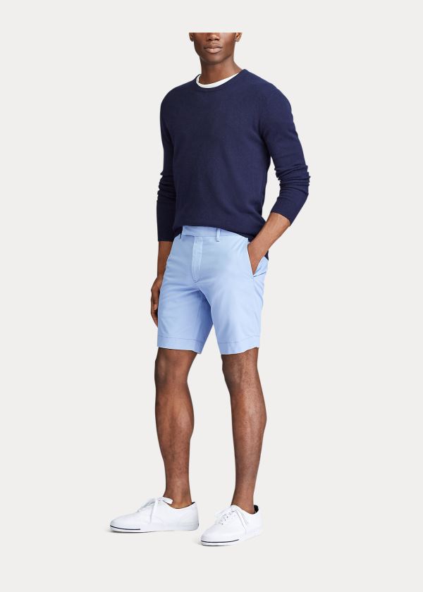 Spodenki Ralph Lauren Stretch Slim Fit Twill Short Męskie Niebieskie | LIGK1044