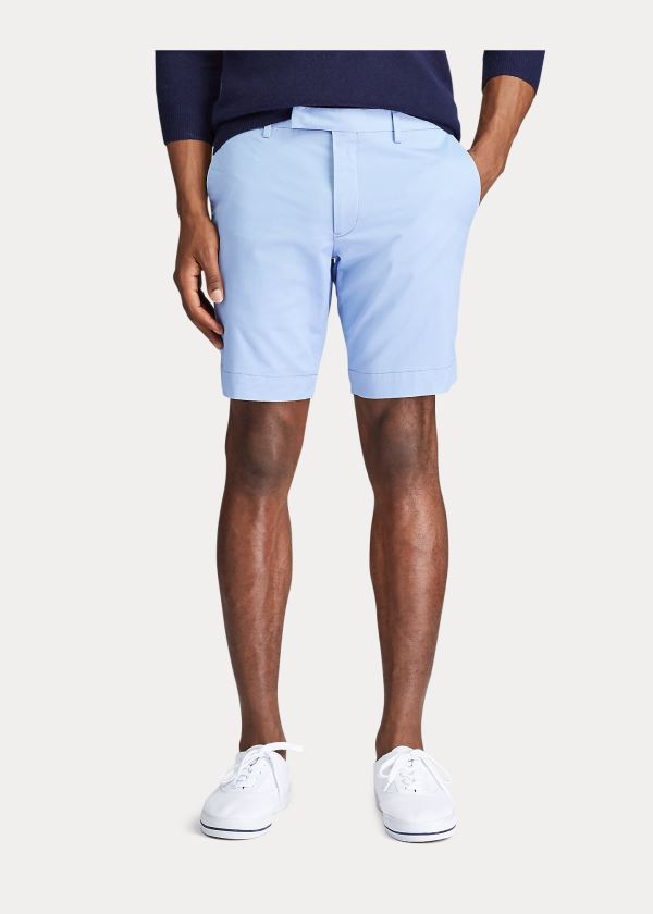 Spodenki Ralph Lauren Stretch Slim Fit Twill Short Męskie Niebieskie | LIGK1044