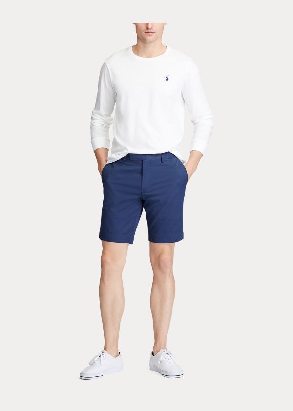 Spodenki Ralph Lauren Stretch Slim Fit Twill Short Męskie Granatowe | HGQS4571