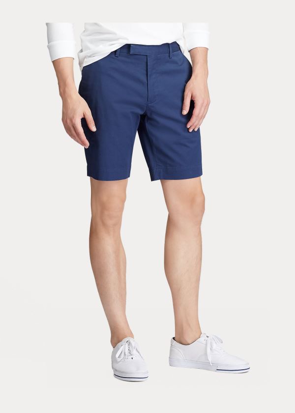 Spodenki Ralph Lauren Stretch Slim Fit Twill Short Męskie Granatowe | HGQS4571