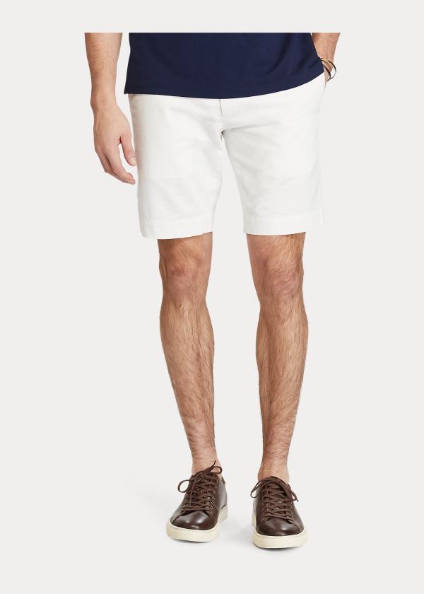 Spodenki Ralph Lauren Stretch Slim Fit Twill Short Męskie Białe | NPXR1353