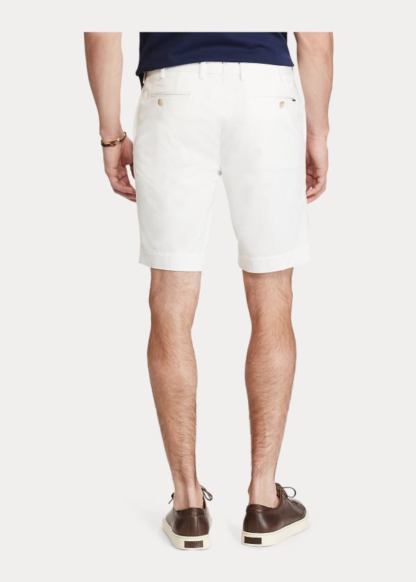 Spodenki Ralph Lauren Stretch Slim Fit Twill Short Męskie Białe | NPXR1353