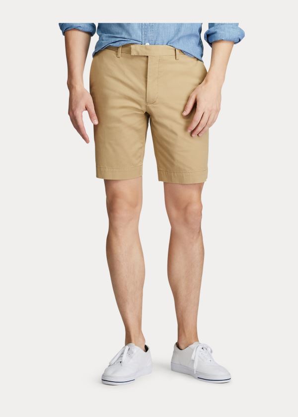 Spodenki Ralph Lauren Stretch Slim Fit Twill Short Męskie Brązowe | JDUW0908