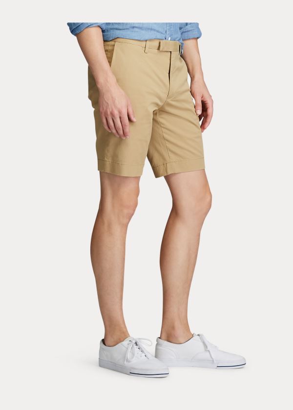 Spodenki Ralph Lauren Stretch Slim Fit Twill Short Męskie Brązowe | JDUW0908