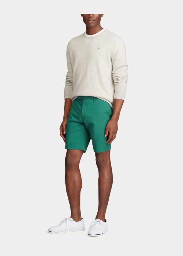 Spodenki Ralph Lauren Stretch Slim Fit Twill Short Męskie Zielone | UGPQ7979