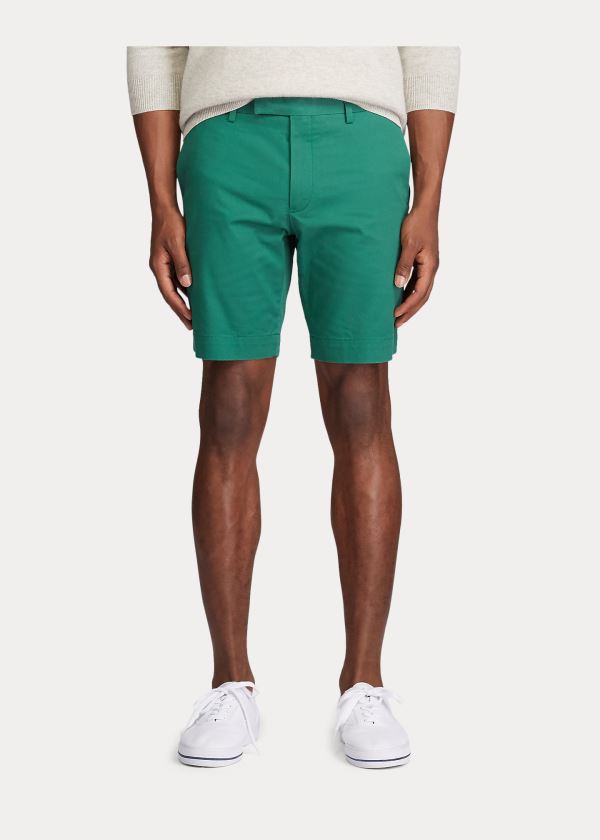 Spodenki Ralph Lauren Stretch Slim Fit Twill Short Męskie Zielone | UGPQ7979