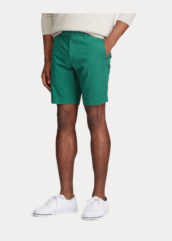 Spodenki Ralph Lauren Stretch Slim Fit Twill Short Męskie Zielone | UGPQ7979