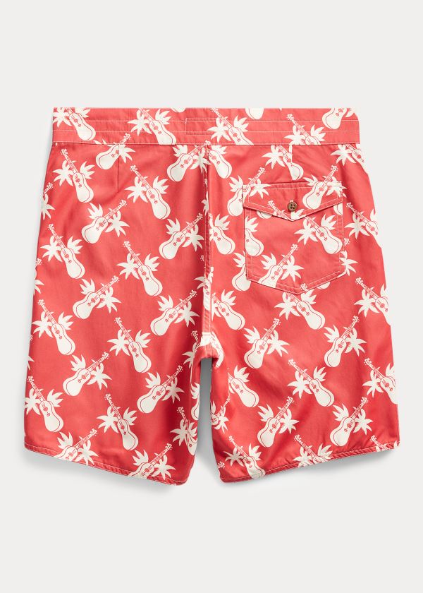 Spodenki Ralph Lauren Ukulele-Print Twill Short Męskie Czerwone Białe | WDBU5905