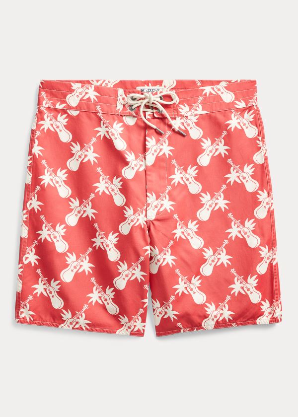 Spodenki Ralph Lauren Ukulele-Print Twill Short Męskie Czerwone Białe | WDBU5905