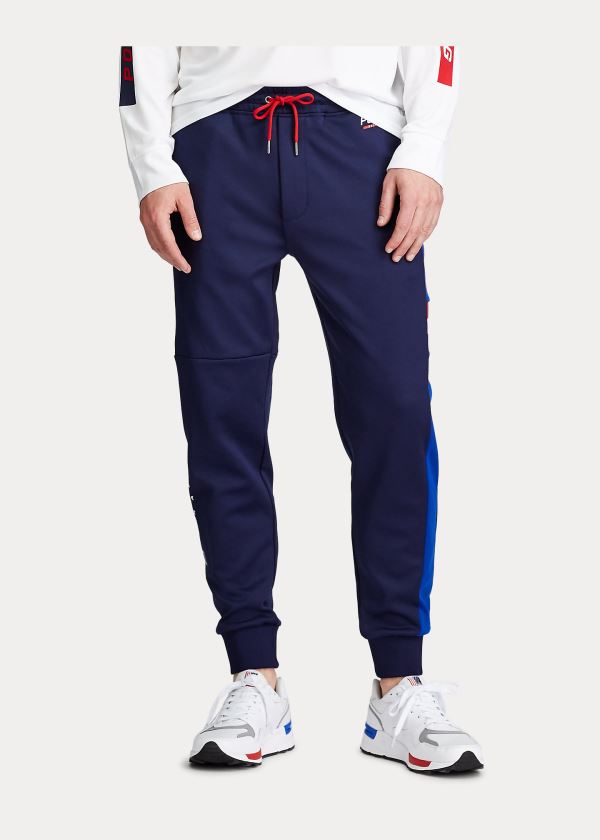 Spodnie Do Biegania Ralph Lauren Double-Knit Track Pant Męskie Granatowe Kolorowe | QQGN4677