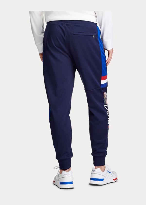 Spodnie Do Biegania Ralph Lauren Double-Knit Track Pant Męskie Granatowe Kolorowe | QQGN4677