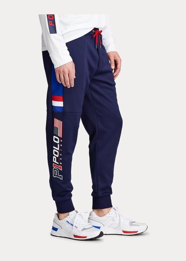 Spodnie Do Biegania Ralph Lauren Double-Knit Track Pant Męskie Granatowe Kolorowe | QQGN4677