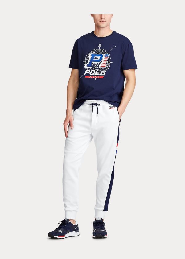 Spodnie Do Biegania Ralph Lauren Double-Knit Track Pant Męskie Białe Kolorowe | SEBT5276