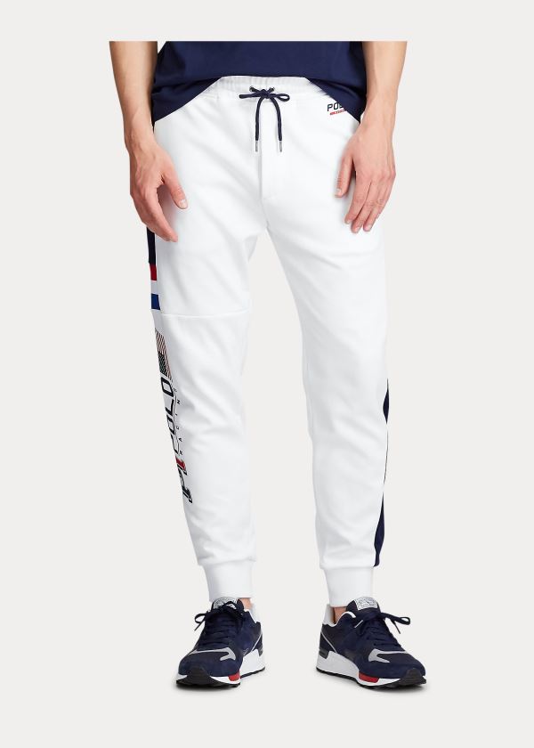 Spodnie Do Biegania Ralph Lauren Double-Knit Track Pant Męskie Białe Kolorowe | SEBT5276