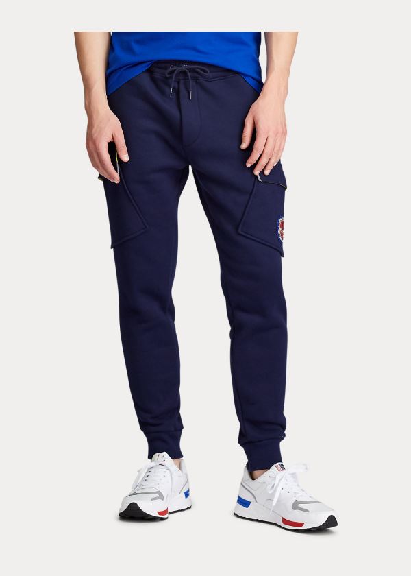 Spodnie Do Biegania Ralph Lauren Fleece Cargo Jogger Męskie Granatowe | ZATA1210