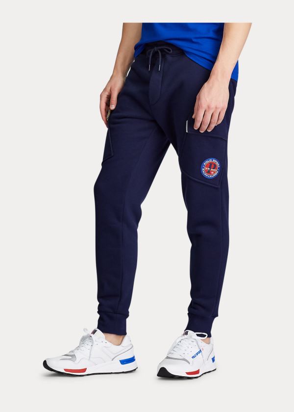 Spodnie Do Biegania Ralph Lauren Fleece Cargo Jogger Męskie Granatowe | ZATA1210