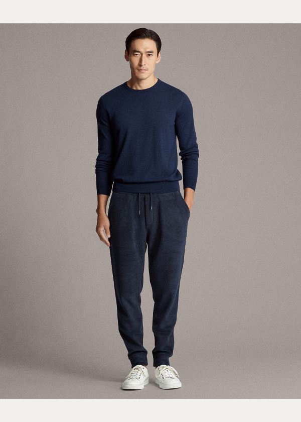 Spodnie Do Biegania Ralph Lauren Fleece Jogger Pant Męskie Granatowe | SXFS1268