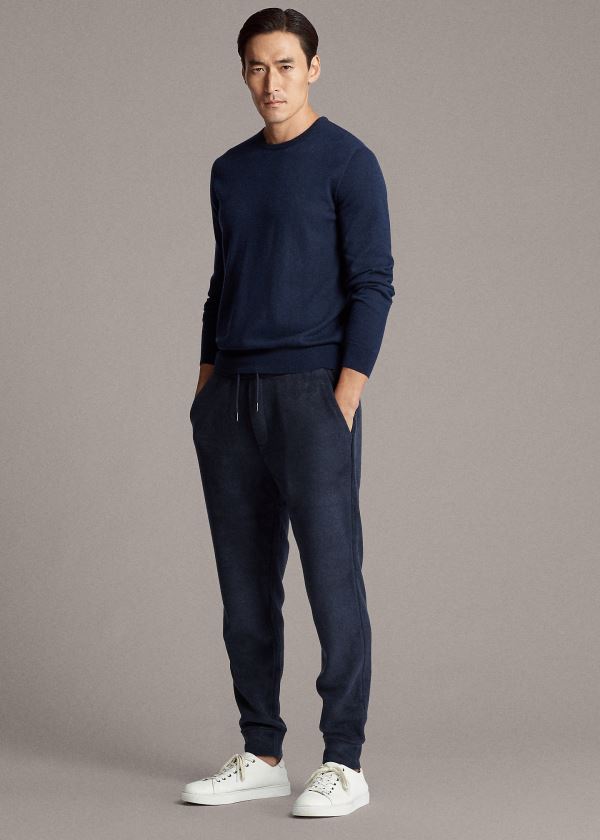 Spodnie Do Biegania Ralph Lauren Fleece Jogger Pant Męskie Granatowe | SXFS1268