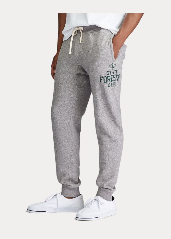 Spodnie Do Biegania Ralph Lauren Graphic Fleece Jogger Pant Męskie Szare | HZGD6837