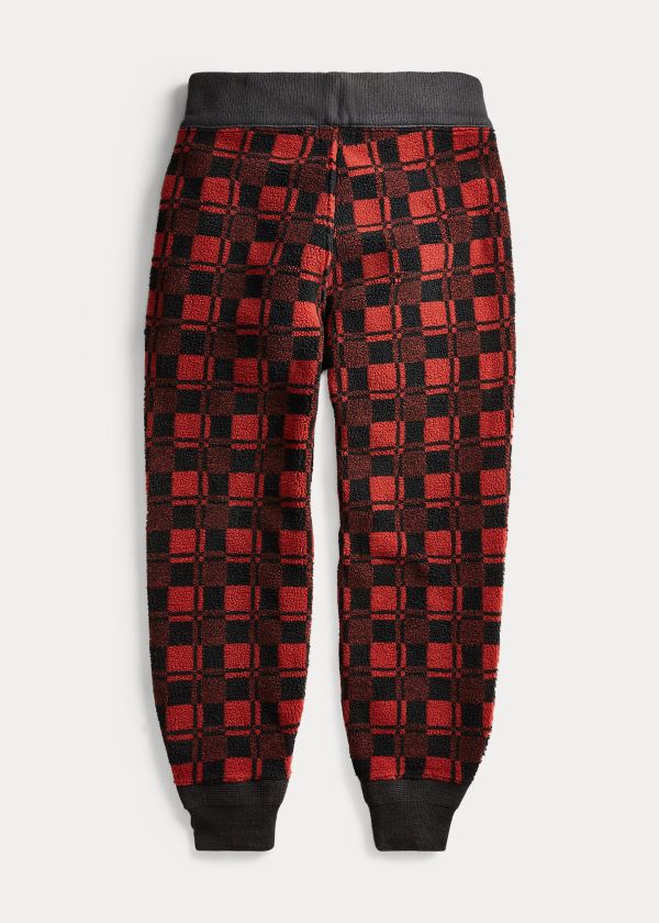 Spodnie Do Biegania Ralph Lauren Plaid Fleece Sweatpant Męskie Czerwone Czarne | RJXC2985