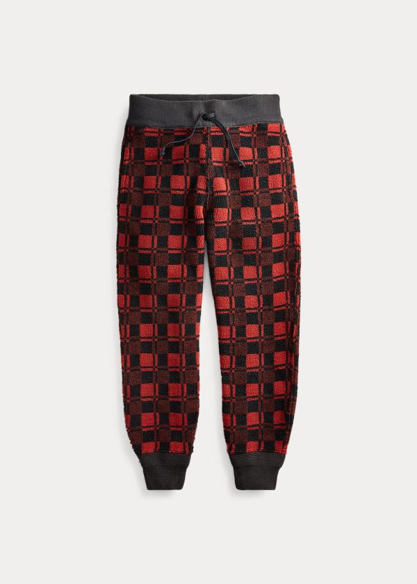 Spodnie Do Biegania Ralph Lauren Plaid Fleece Sweatpant Męskie Czerwone Czarne | RJXC2985