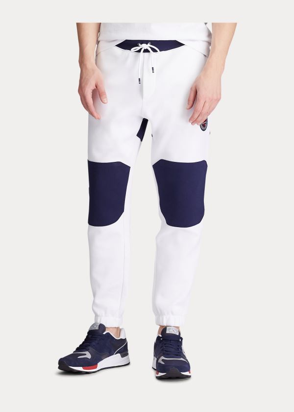 Spodnie Do Biegania Ralph Lauren Polo Sport Double-Knit Jogger Męskie Białe Kolorowe | FXXC6946