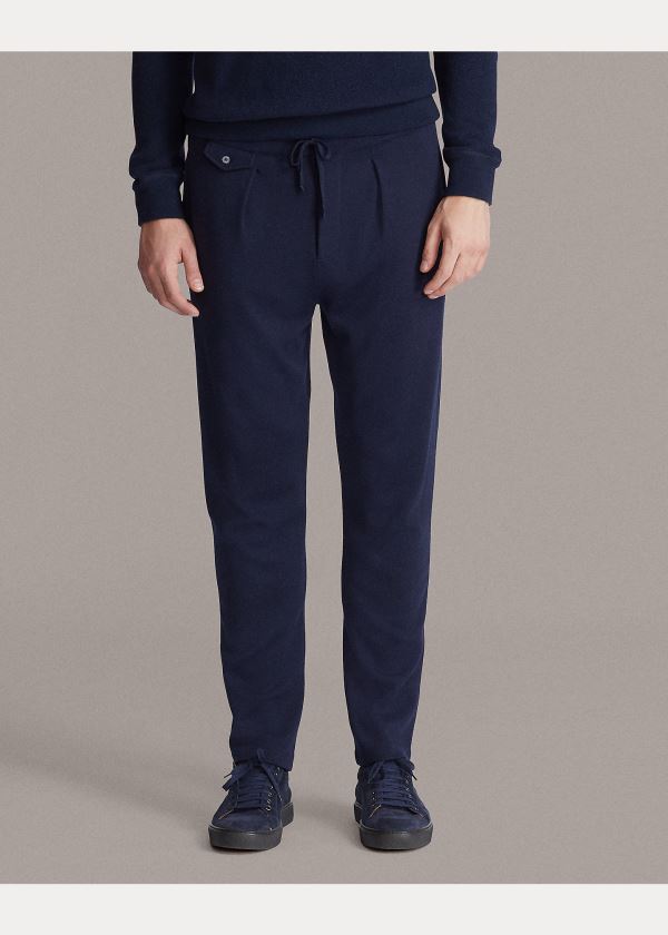 Spodnie Do Biegania Ralph Lauren RLX Pleated Merino Track Pant Męskie Granatowe | HQQN4112