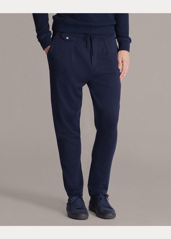 Spodnie Do Biegania Ralph Lauren RLX Pleated Merino Track Pant Męskie Granatowe | HQQN4112