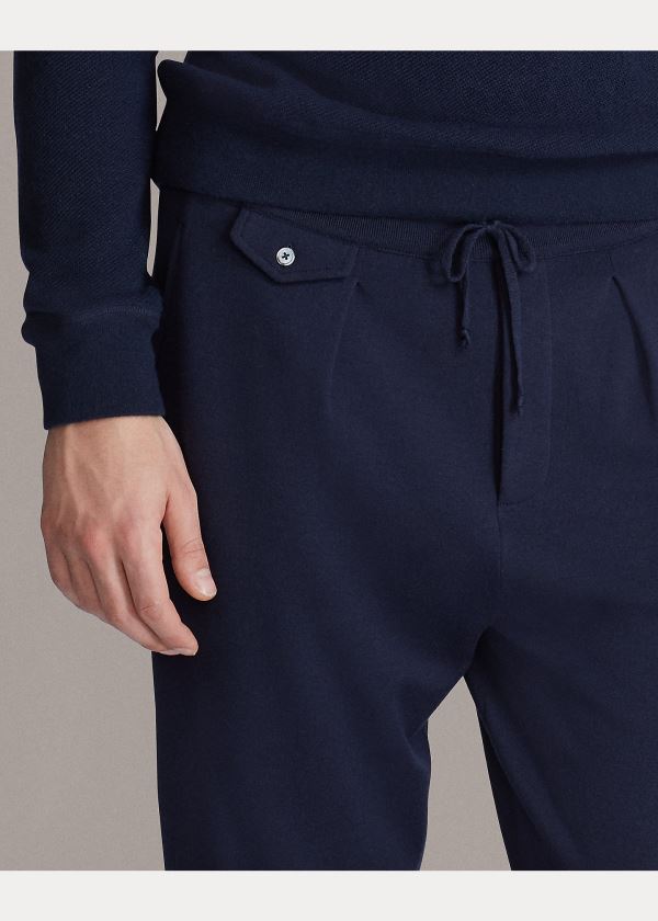 Spodnie Do Biegania Ralph Lauren RLX Pleated Merino Track Pant Męskie Granatowe | HQQN4112