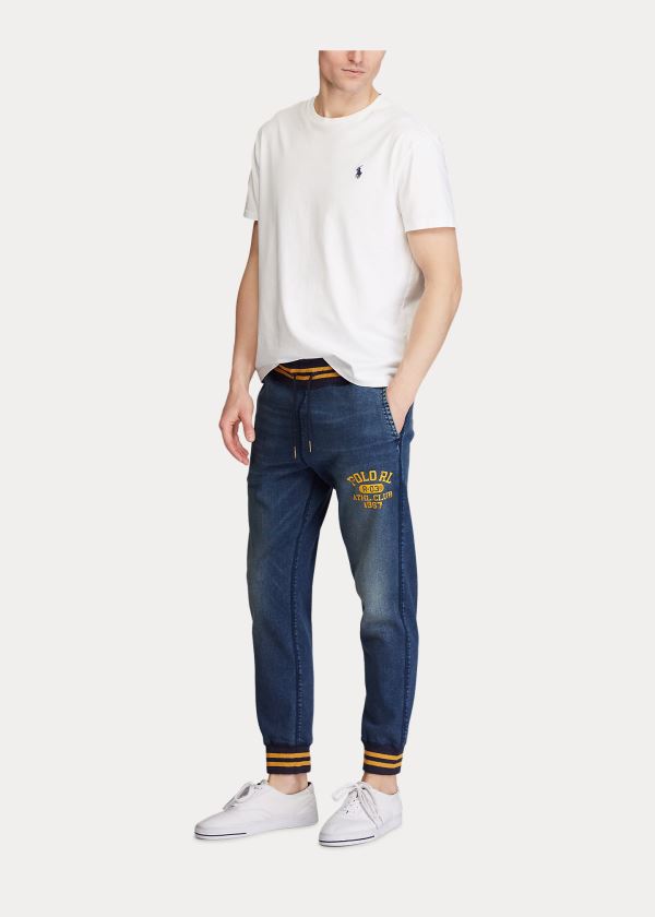 Spodnie Do Biegania Ralph Lauren Stretch Denim Jogger Pant Męskie Niebieskie Niebieskie | YXRJ6334