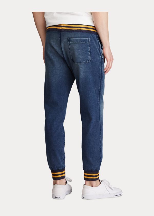 Spodnie Do Biegania Ralph Lauren Stretch Denim Jogger Pant Męskie Niebieskie Niebieskie | YXRJ6334