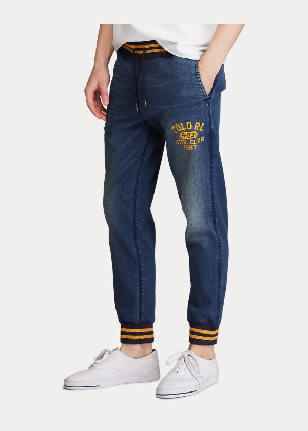 Spodnie Do Biegania Ralph Lauren Stretch Denim Jogger Pant Męskie Niebieskie Niebieskie | YXRJ6334