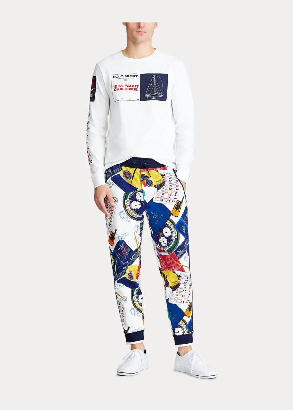 Spodnie Do Biegania Ralph Lauren The Nautical Racing Jogger Męskie Białe Kolorowe | GBSR6750