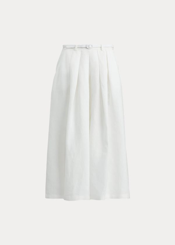 Spodnie Ralph Lauren Adrianna Linen Wide-Leg Pant Damskie Białe | PULV3609