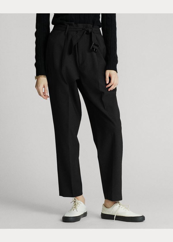 Spodnie Ralph Lauren Belted Straight-Leg Pant Damskie Czarne | BJGM6944