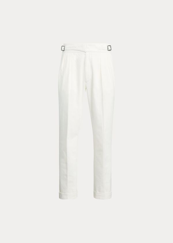 Spodnie Ralph Lauren Buckled Chino Suit Trouser Męskie Białe | PMDI8652