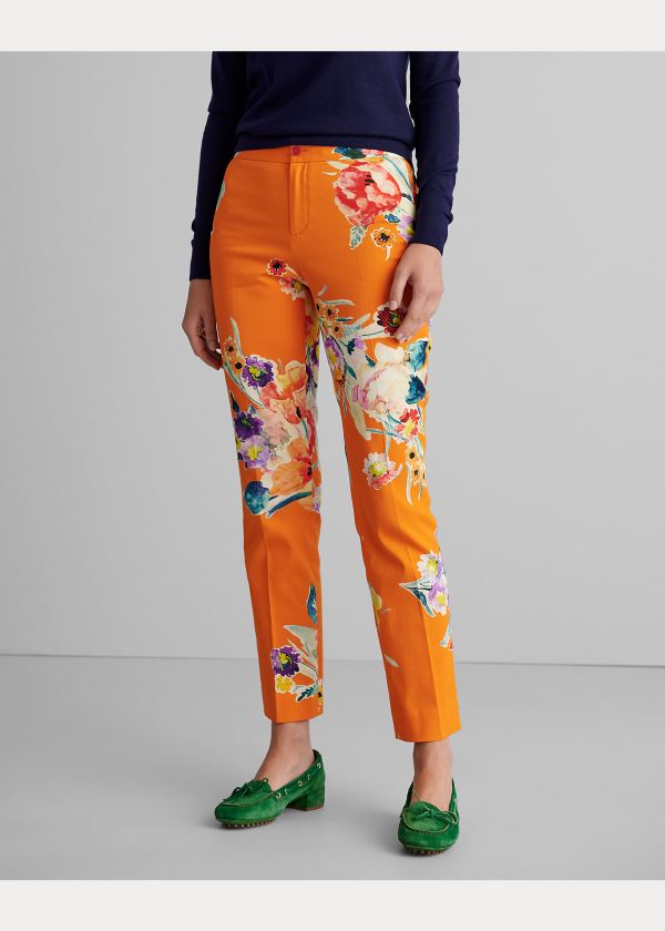 Spodnie Ralph Lauren Carlina Floral Cotton Pant Damskie Głęboka Pomarańczowe Kolorowe | DVHK8106