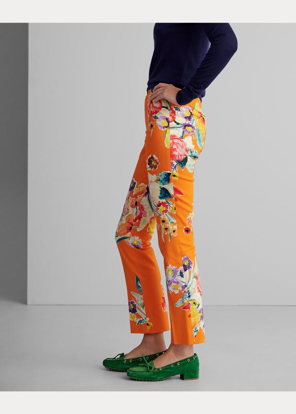 Spodnie Ralph Lauren Carlina Floral Cotton Pant Damskie Głęboka Pomarańczowe Kolorowe | DVHK8106